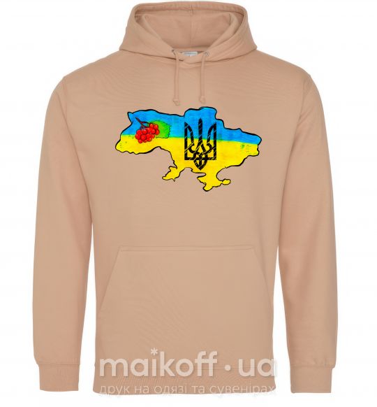 Мужская толстовка (худи) Україна герб калина Песочный фото