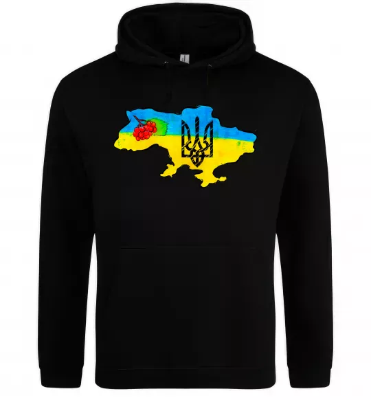 Женская толстовка (худи) Україна герб калина Черный фото