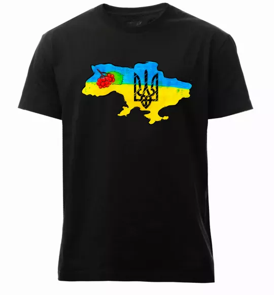 Мужская премиум футболка Україна герб калина Черный фото
