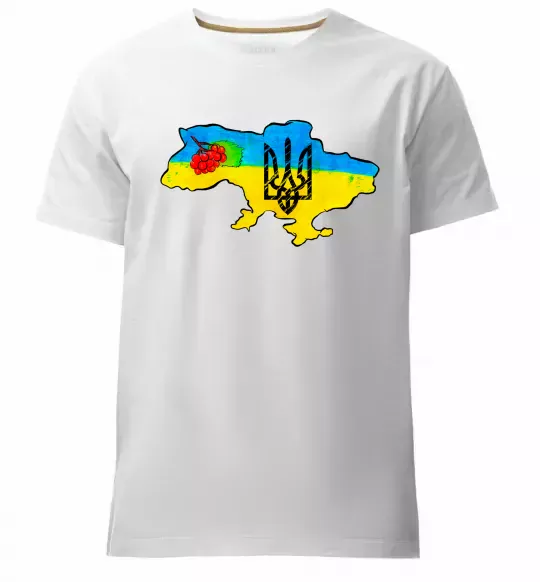 Мужская премиум футболка Україна герб калина Белый фото