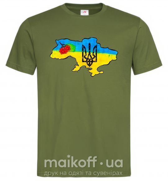 Мужская футболка Україна герб калина Оливковый фото