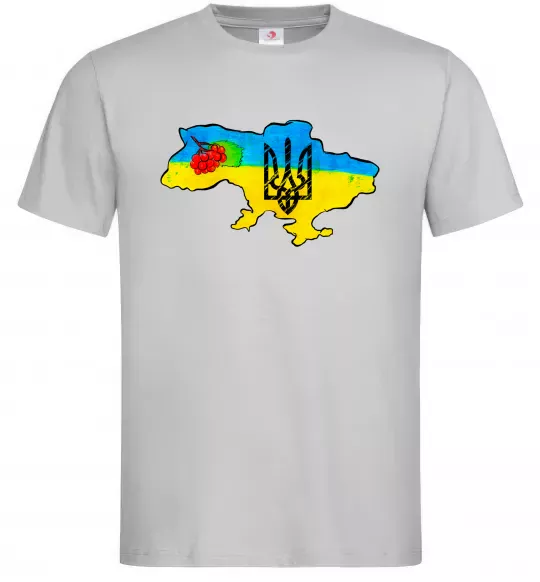 Мужская футболка Україна герб калина Серый фото