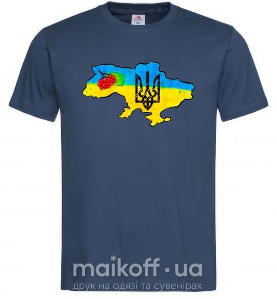 Мужская футболка Україна герб калина Темно-синий фото