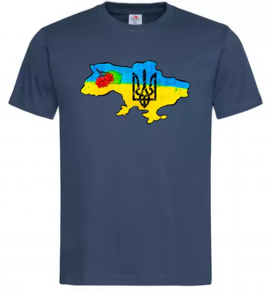 Мужская футболка Україна герб калина Темно-синий фото