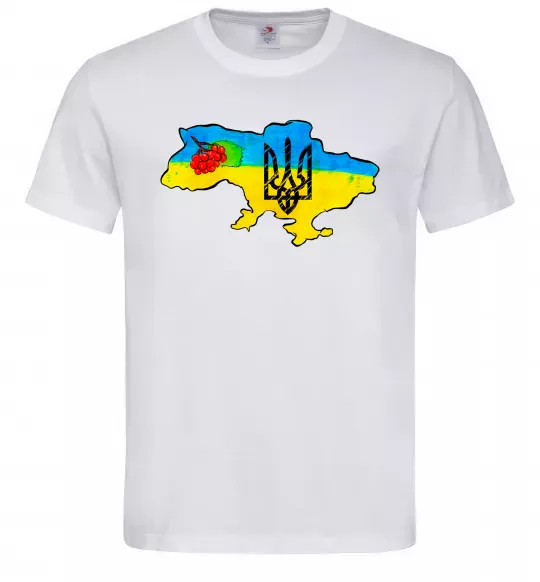 Мужская футболка Україна герб калина Белый фото