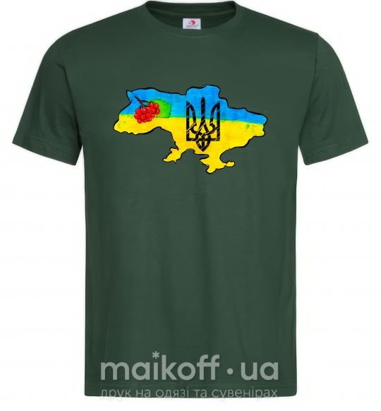 Мужская футболка Україна герб калина Темно-зеленый фото