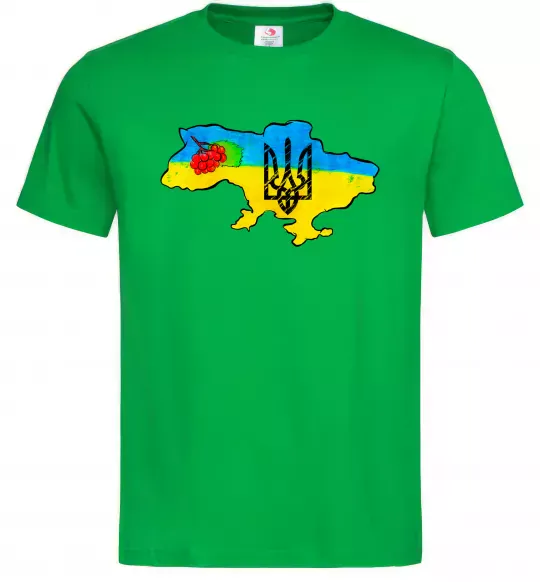 Мужская футболка Україна герб калина Зеленый фото