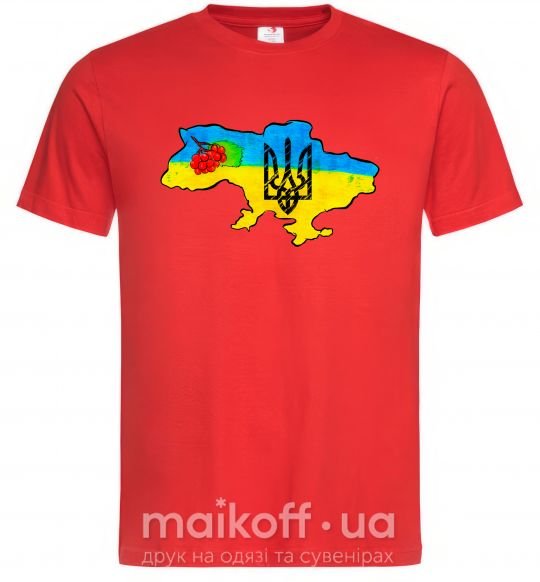 Мужская футболка Україна герб калина Красный фото