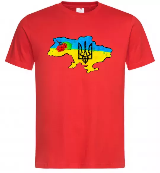 Мужская футболка Україна герб калина Красный фото