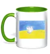 Чашка с цветной ручкой Голуб з мрією до перемоги Зеленый Чашка с цветной ручкой Голуб з мрією до перемоги Зеленый фото