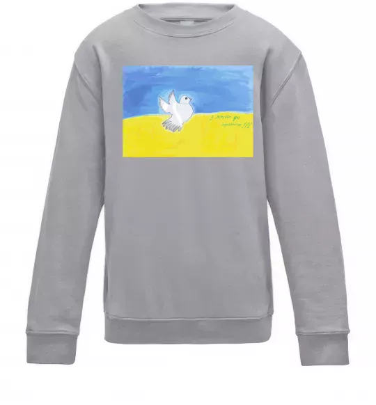 Детский Свитшот Голуб з мрією до перемоги Серый меланж фото