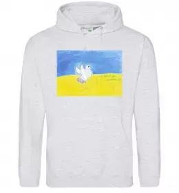 Мужская толстовка (худи) Голуб з мрією до перемоги Серый меланж фото