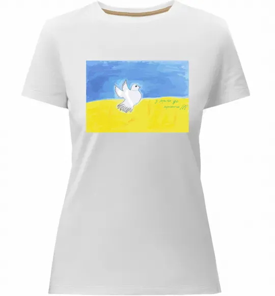 Женская премиум футболка Голуб з мрією до перемоги Белый фото