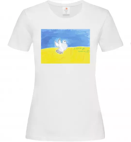 Жіноча футболка Голуб з мрією до перемоги Білий фото