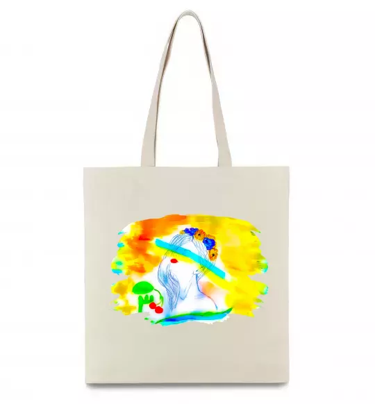 Еко-сумка Українка прапор Бежевий фото