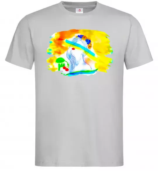 Чоловіча футболка Українка прапор Сірий фото