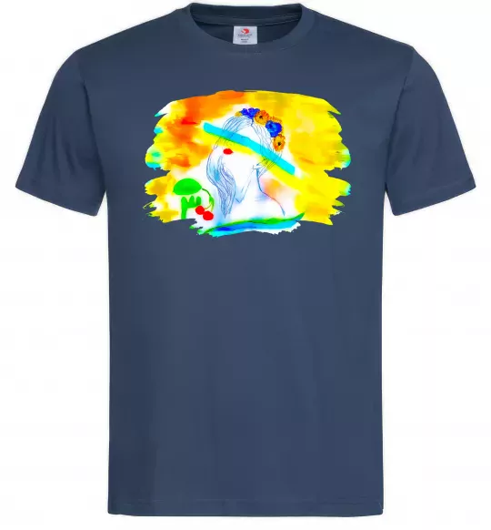 Чоловіча футболка Українка прапор Темно-синій фото