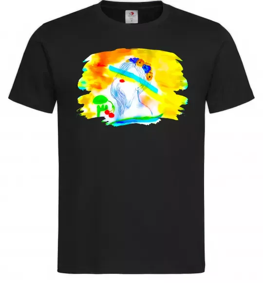 Чоловіча футболка Українка прапор Чорний фото