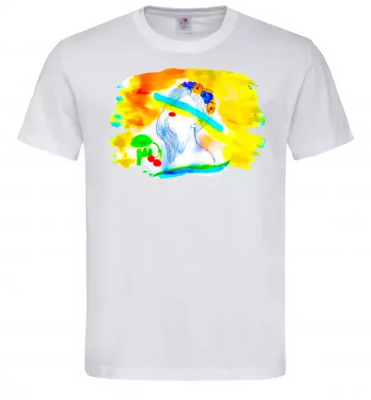 Чоловіча футболка Українка прапор Білий фото