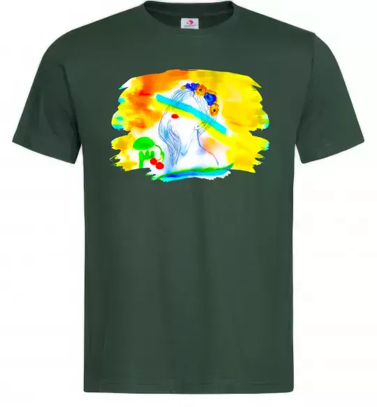 Чоловіча футболка Українка прапор Темно-зелений фото