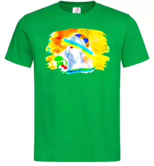 Чоловіча футболка Українка прапор Зелений фото