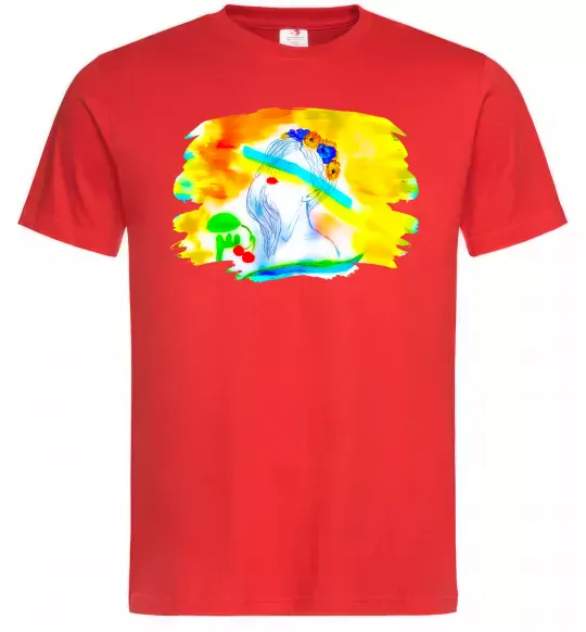 Чоловіча футболка Українка прапор Червоний фото