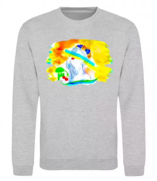 Свитшот Українка прапор Серый меланж фото