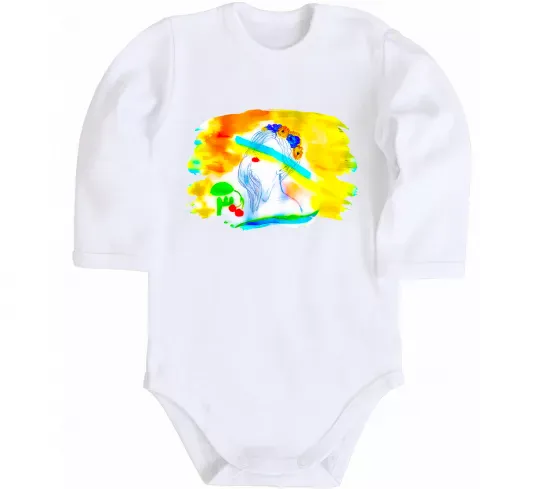 Дитячий бодік Українка прапор Білий фото