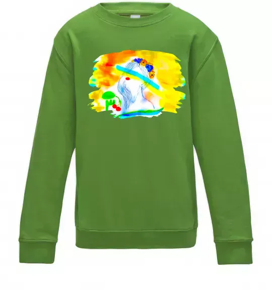 Дитячий світшот Українка прапор Лаймовий фото