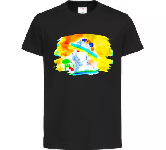 Дитяча футболка Українка прапор Чорний фото