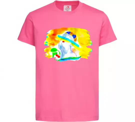 Дитяча футболка Українка прапор Яскраво-рожевий фото