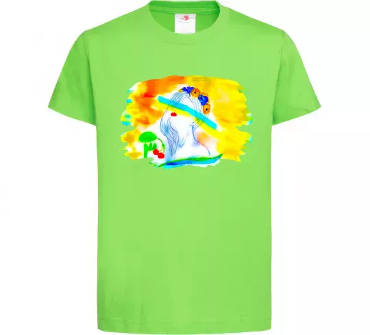 Дитяча футболка Українка прапор Лаймовий фото