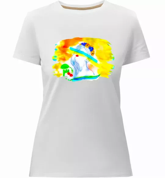 Жіноча преміум футболка Українка прапор Білий фото