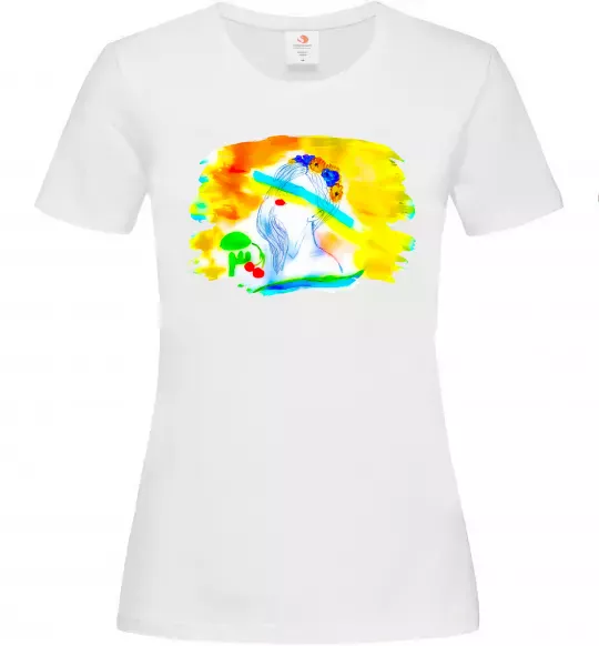 Жіноча футболка Українка прапор Білий фото