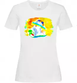 Жіноча футболка Українка прапор Білий фото