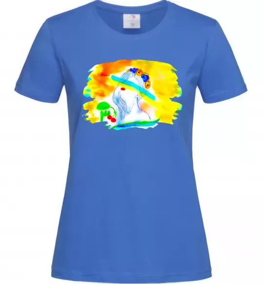 Жіноча футболка Українка прапор Яскраво-синій фото