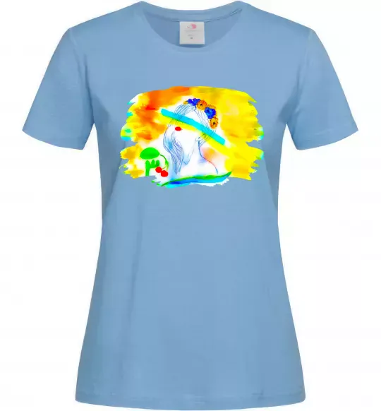 Жіноча футболка Українка прапор Блакитний фото