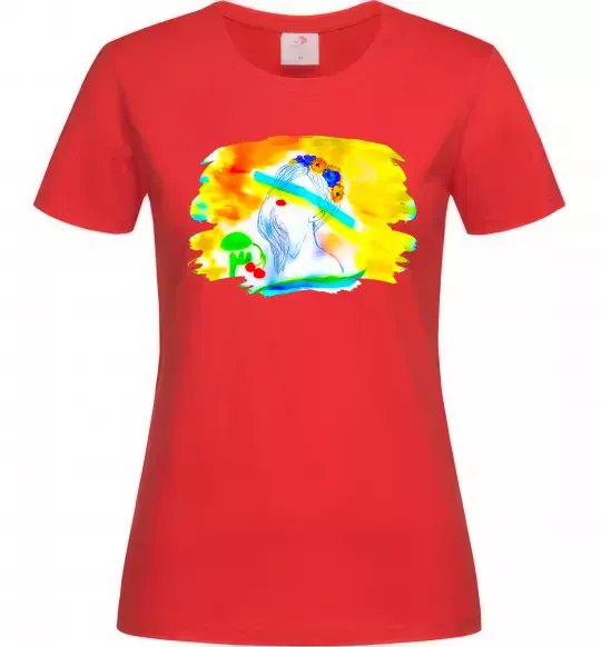 Жіноча футболка Українка прапор Червоний фото