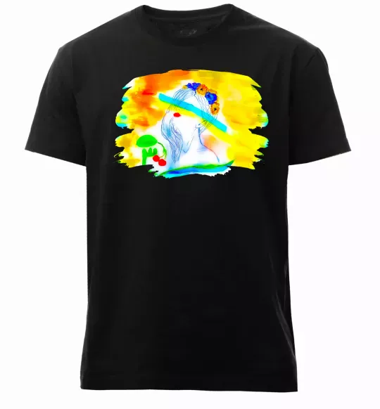 Чоловіча преміум футболка Українка прапор Чорний фото