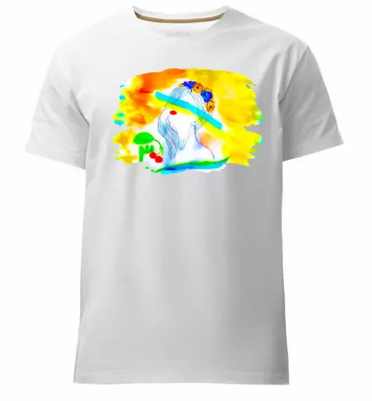 Чоловіча преміум футболка Українка прапор Білий фото