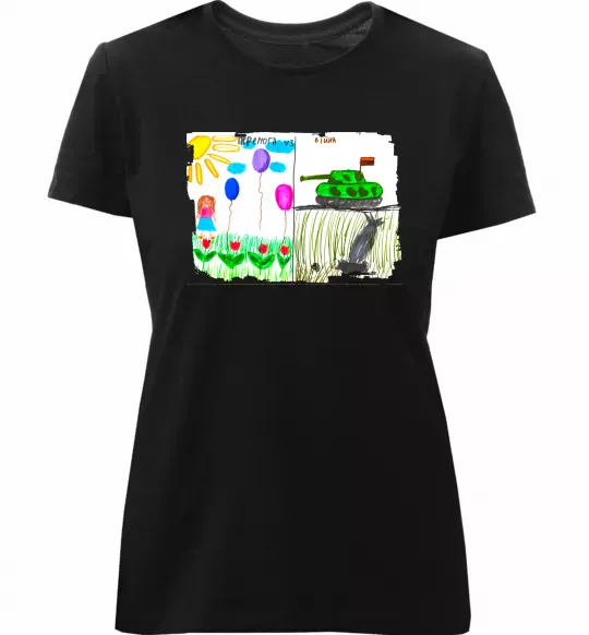 Жіноча преміум футболка Перемога Чорний фото