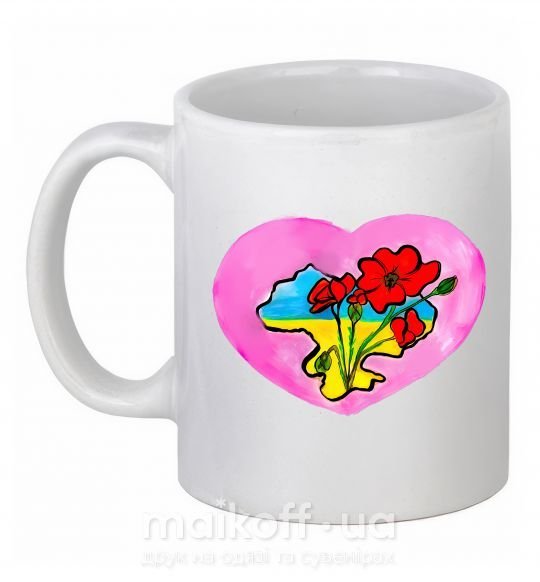 Чашка керамічна Україна в серці Білий фото