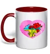 Чашка с цветной ручкой Україна в серці Красный фото
