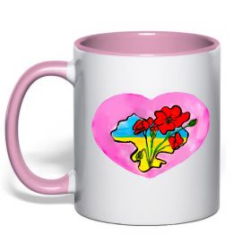 Чашка з кольоровою ручкою Україна в серці