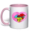 Чашка с цветной ручкой Україна в серці Нежно розовый фото