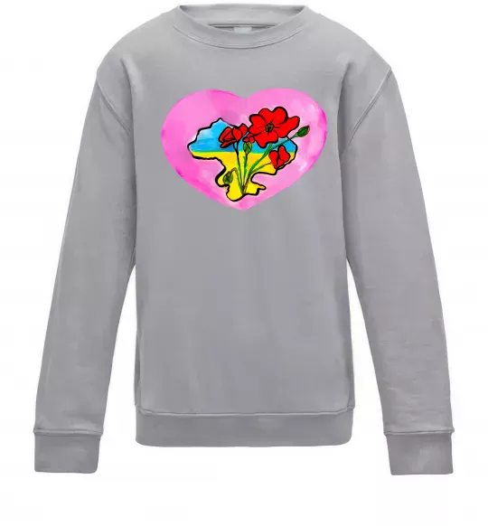 Дитячий світшот Україна в серці Сірий меланж фото