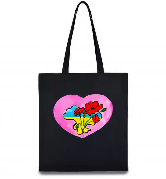 Еко-сумка Україна в серці Чорний фото