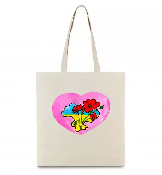 Еко-сумка Україна в серці Бежевий фото