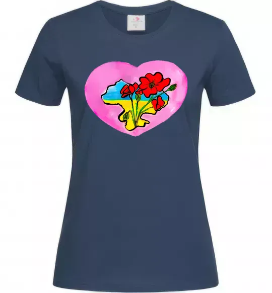 Жіноча футболка Україна в серці Темно-синій фото