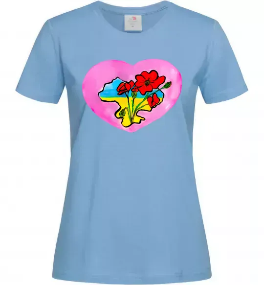 Жіноча футболка Україна в серці Блакитний фото